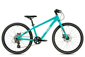 Yomo 24 turquoise 24-inch wheel 8-speed lightweight hybrid mountain bike.