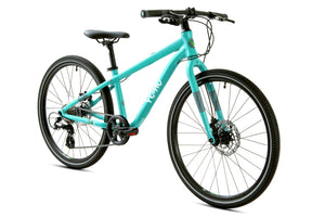 Yomo 24 turquoise 24-inch wheel 8-speed lightweight hybrid mountain bike.