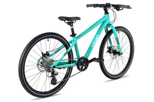 Yomo 24 turquoise 24-inch wheel 8-speed lightweight hybrid mountain bike.