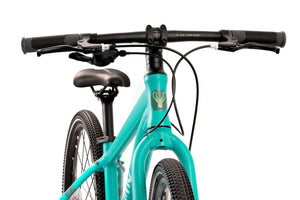 Yomo 24 turquoise 24-inch wheel 8-speed lightweight hybrid mountain bike.