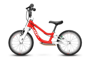 Woom 1 PLUS red 14 inch wheel ultralight children's balance bike.