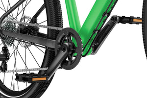 Woom EXPLORE 5 crank arms with narrow Q-factor.