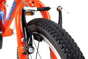 Squish 14 inch wheel orange boys lightweight hybrid mountain bike.