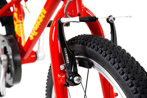 Squish 16 inch wheel red boys lightweight hybrid mountain bike.