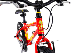 Squish 16 inch wheel red boys lightweight hybrid mountain bike.