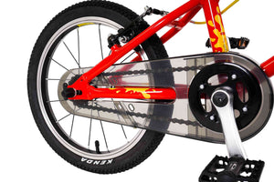 Squish 16 inch wheel red boys lightweight hybrid mountain bike.