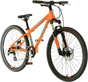 Squish 24 inch wheel orange boys 8 speed lightweight front suspension mountain bike.