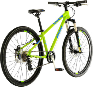 Squish 26 inch wheel light green boys 8 speed lightweight front suspension mountain bike.
