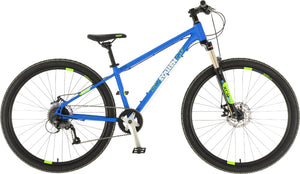 Squish 650B 27.5 inch wheel light blue boys 9 speed lightweight front suspension mountain bike.