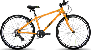 Frog 69 orange 26 inch wheel 8 speed lightweight hybrid mountain bike.