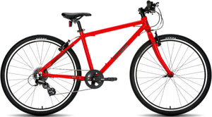 Frog 73 neon red 26 inch wheel 8 speed lightweight hybrid mountain bike.