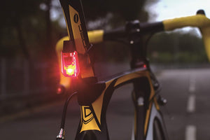 Moon Alcor rechargeable USB rear light on bicycle.