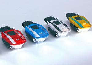 Moon Mizar rechargeable USB front lights in various colours.