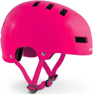 MET YoYo Pink matt fluorescent pink kids helmet.