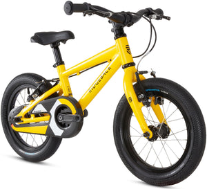 Ridgeback Dimension 14 inch wheel yellow lightweight mountain bike.
