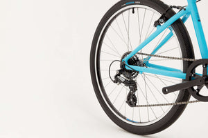 Ridgeback Dimension 26 inch wheel bright blue 7 speed lightweight mountain bike.