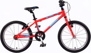 Squish 18 inch wheel red boys single speed lightweight hybrid mountain bike.