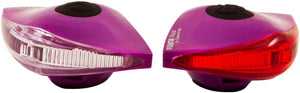 Spanninga Pirata deep purple front and rear light set.